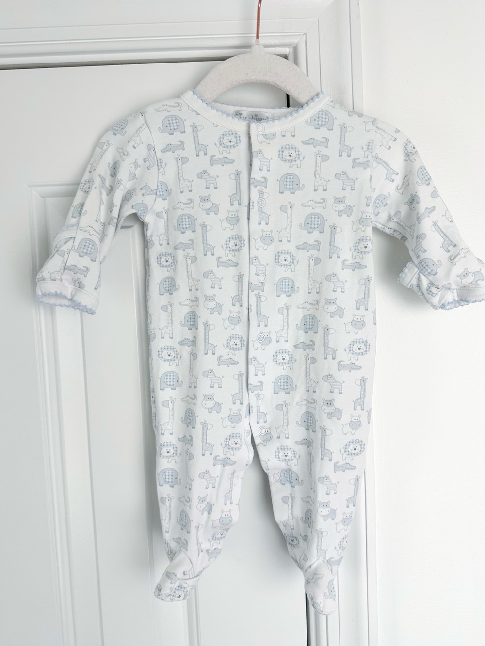 Kissy Kissy blue animal print sleeper 0-3m new without tags